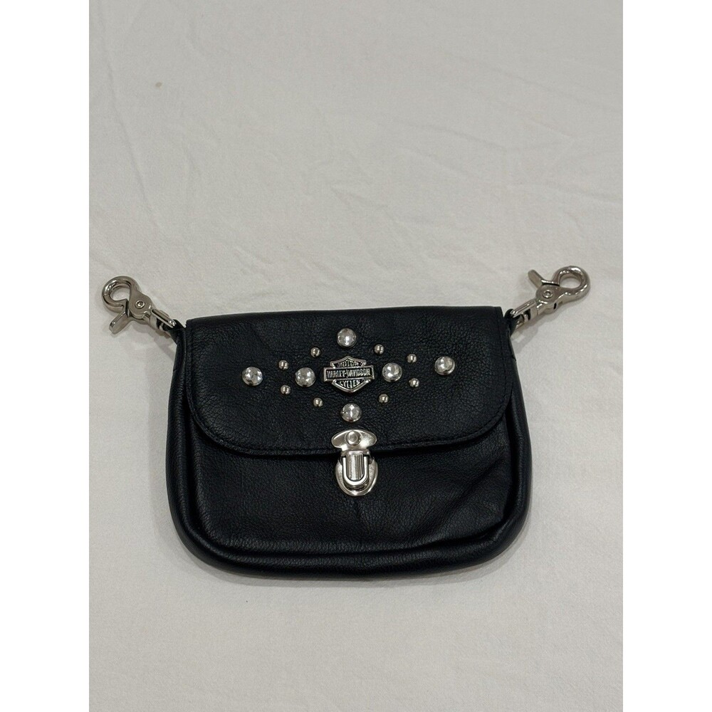 Harley-Davidson Studded Black Leather Clip Belt Bag Fanny Pack Purse